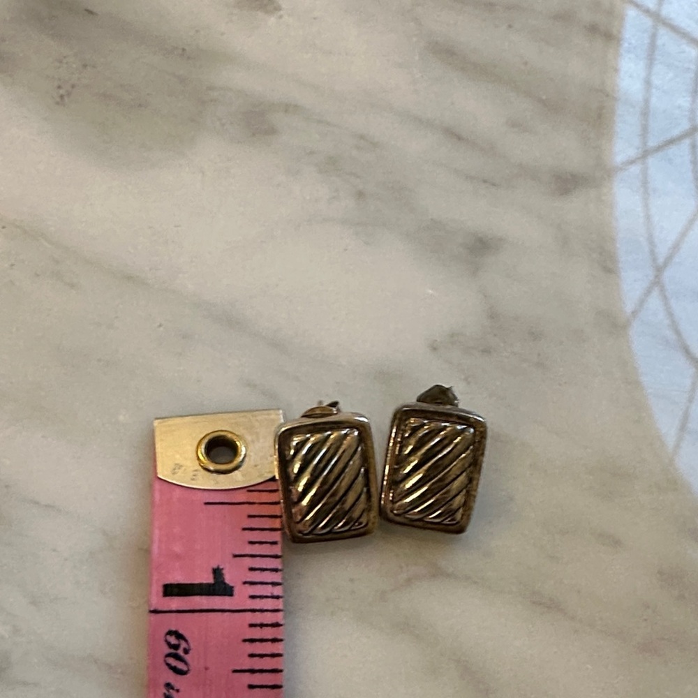Silver Rectangular Earrings - Picture 5 of 5